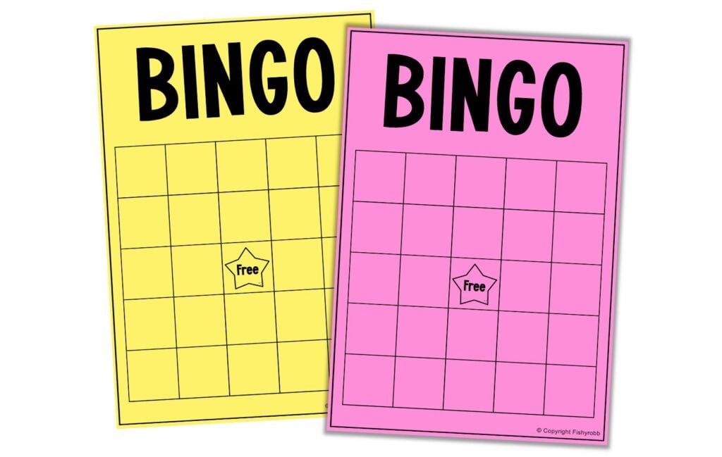 free printable bingo card template